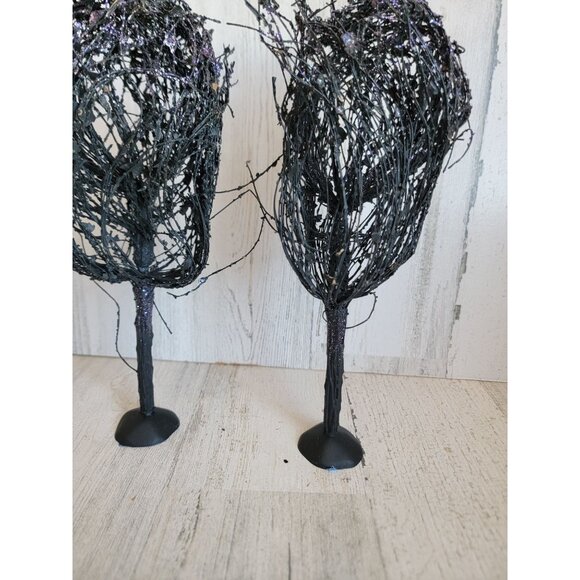 Dept 56 glitter tree black Halloween village accessory set scary - Picture 7 of 8